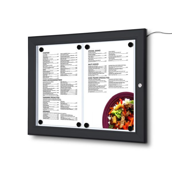 Showdown Displays Caja de menú Exterior Negro 2x DIN A4 LED, SCZN2xA4C9005LED